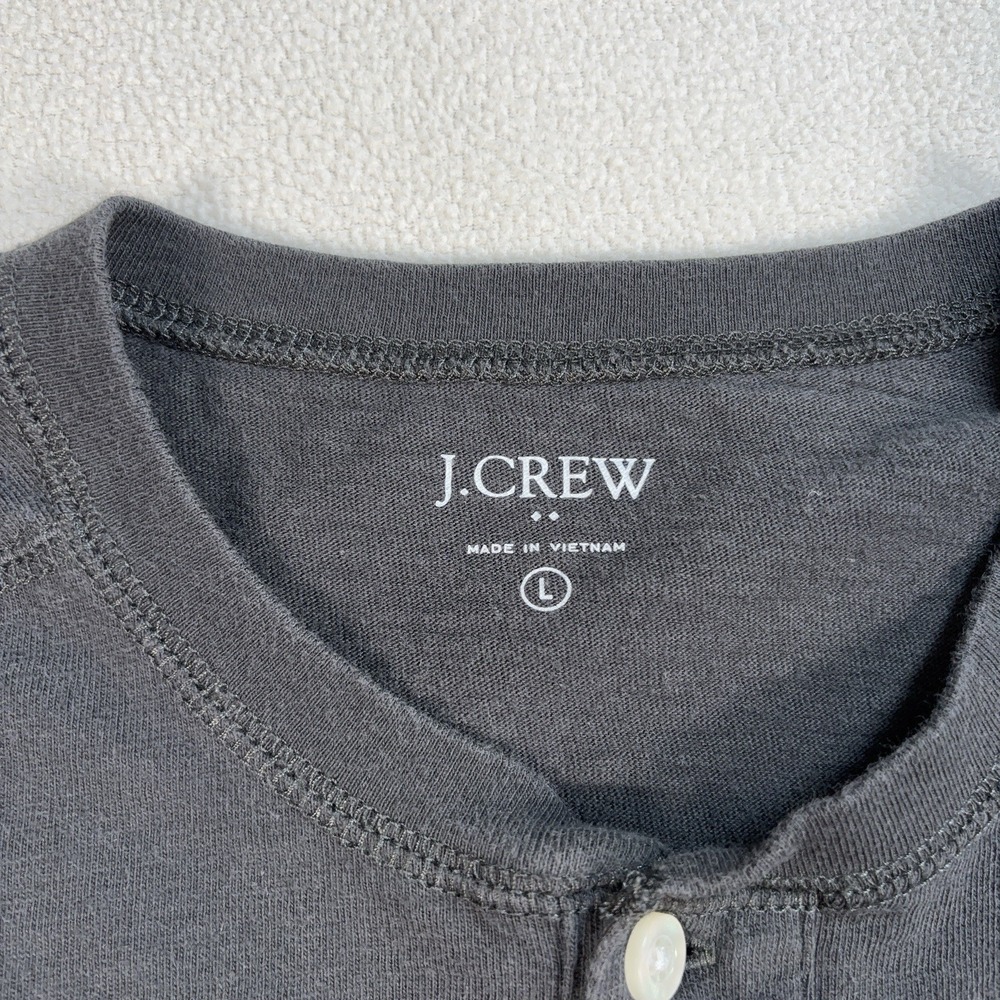 J Crew Slub Cotton Henley Shirt Men's L Gray 100% Cotton J8214 - Picture 3 of 12